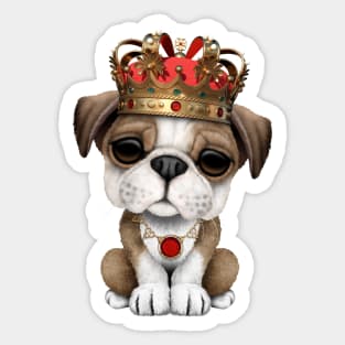 Cute Bulldog Puppy Wearing Crown Sticker